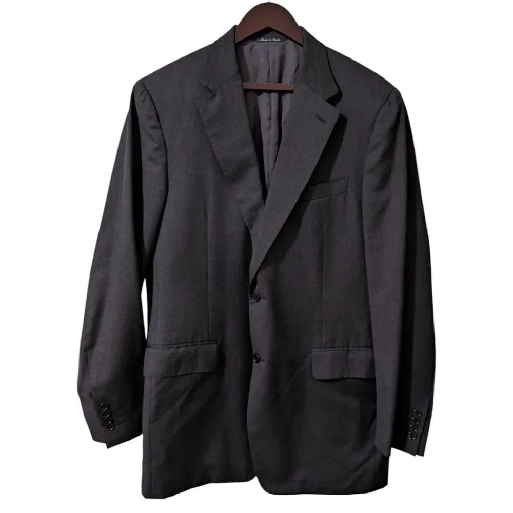 Canali Italy Charcoal Grey 100% Pure Wool Blazer Sport Coat EU 54L / US 44L